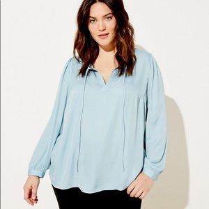LOFT Plus Tie Neck Draped Sleeve Blouse